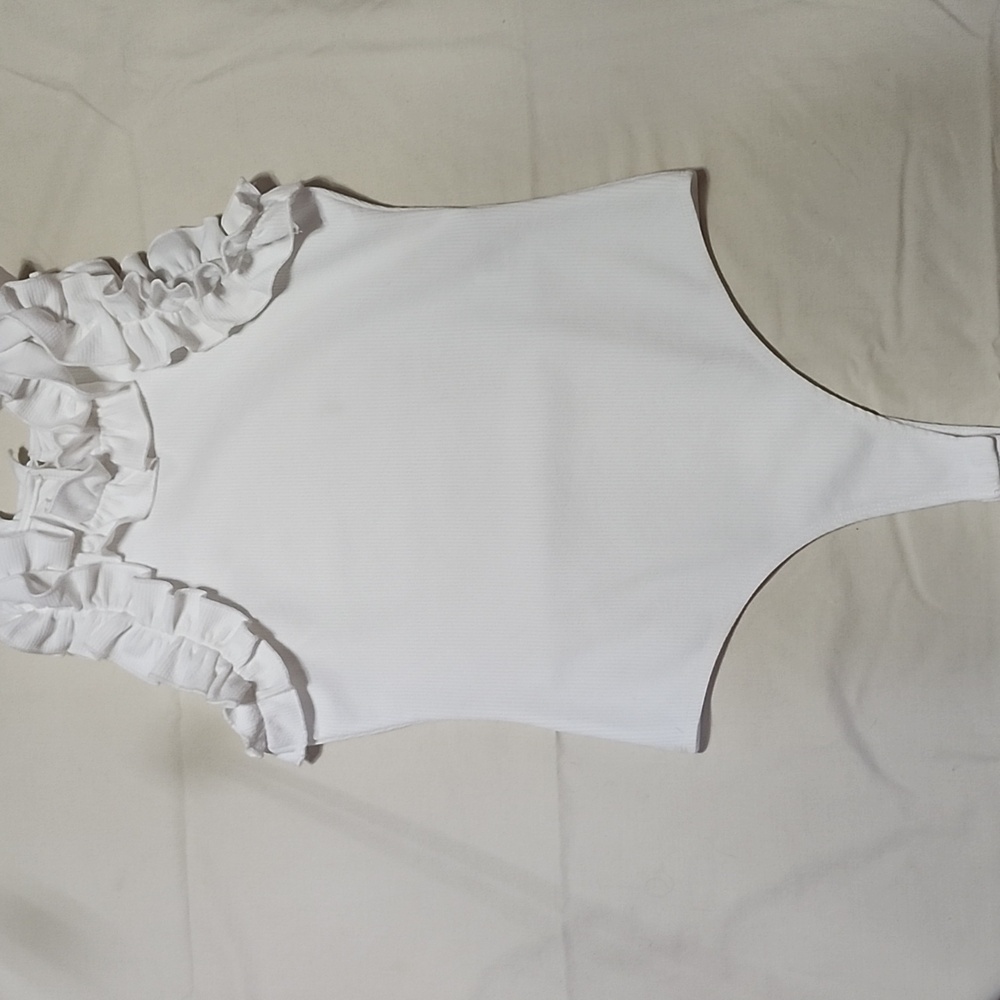 TCEC White Ruffled Bodysuit